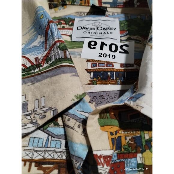 David Carey Originals Men's Large San Diego Destinations Button Up Casual Shirt - Picture 10 of 11